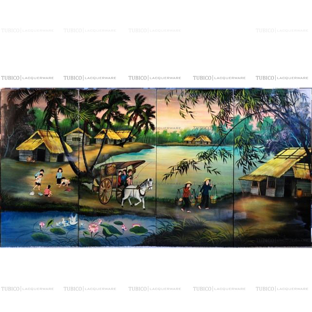 Tranh sơn mài đồng quê